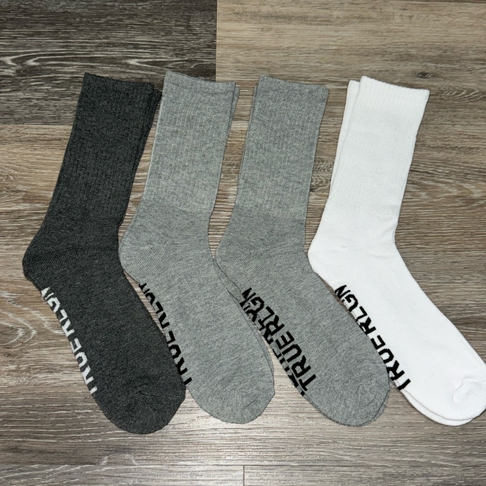True Religion Gray & White Socks - Brand New